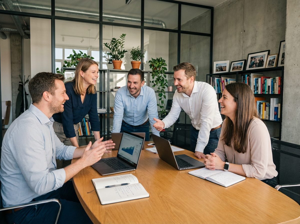 Guide pratique 2026 : 5 atouts du standard téléphonique externalisé avec accueil hôtesse 2 Équipe professionnelle concentrée dans un bureau moderne grâce à l'externalisation du standard téléphonique